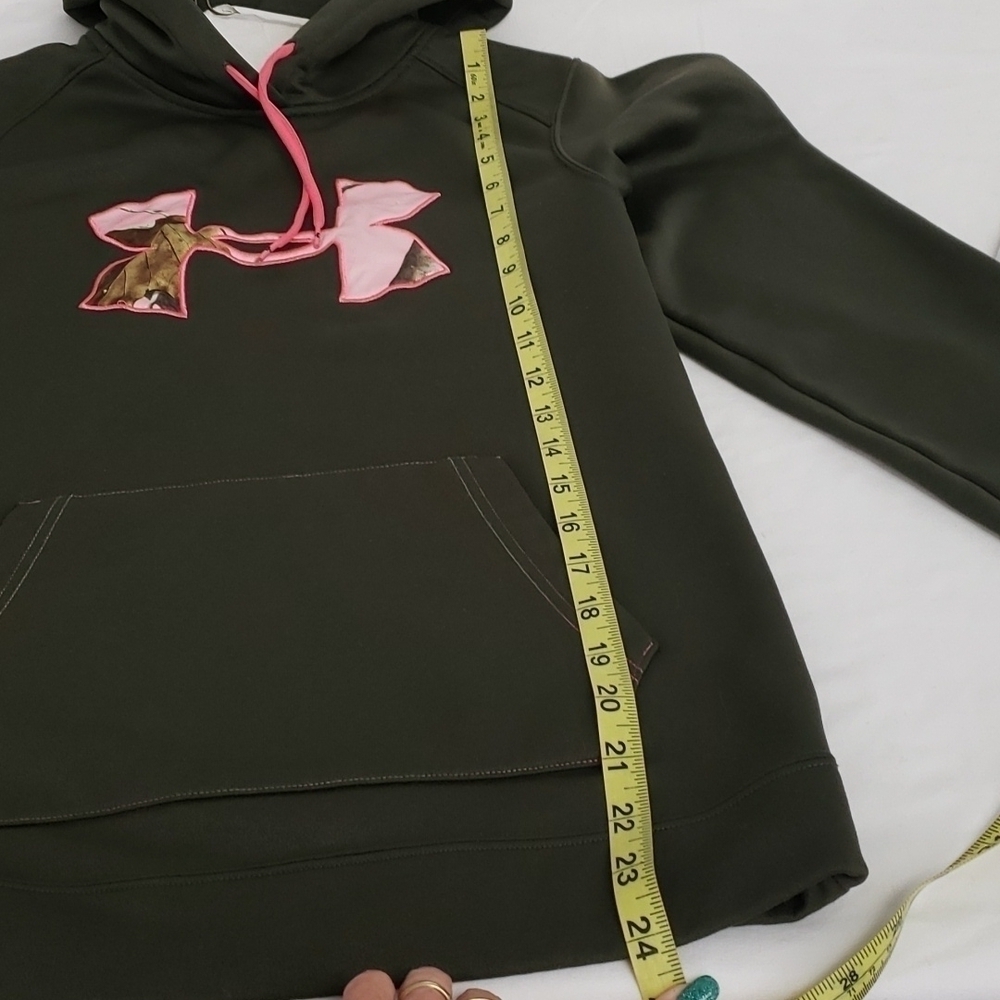 UNDER Armour Cold Gear Storm Hoodie Camo Green with Pink Accent Small VGUC - Picture 7 of 11